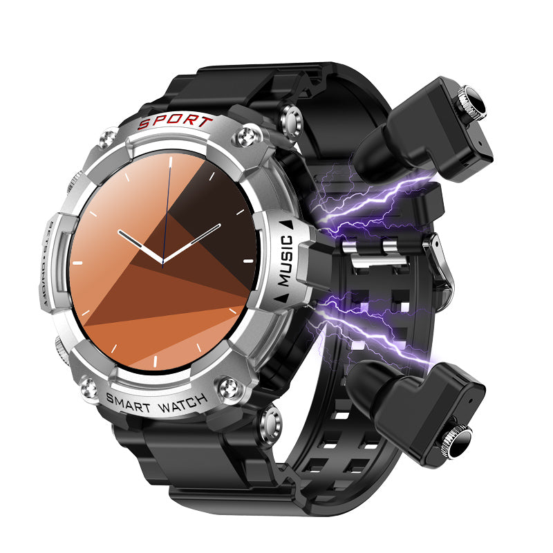 DESONG Smart Watch with Earbuds for Men Bluetooth Calling Answer/Make Calls,Local Music, Military Resistant Fitness Smart Watch