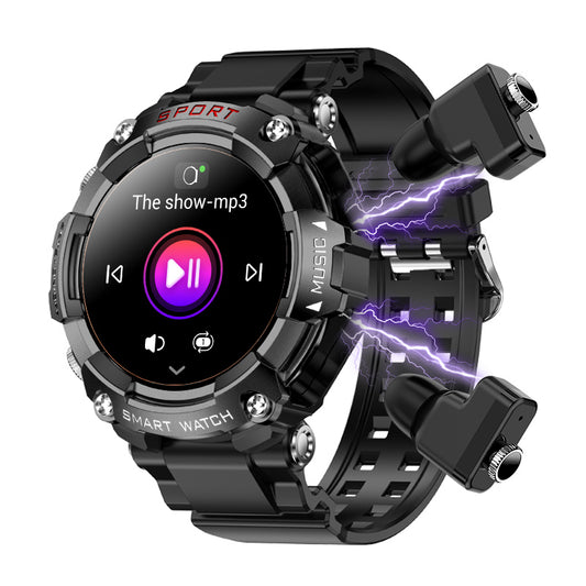 DESONG Smart Watch with Earbuds for Men Bluetooth Calling Answer/Make Calls,Local Music, Military Resistant Fitness Smart Watch