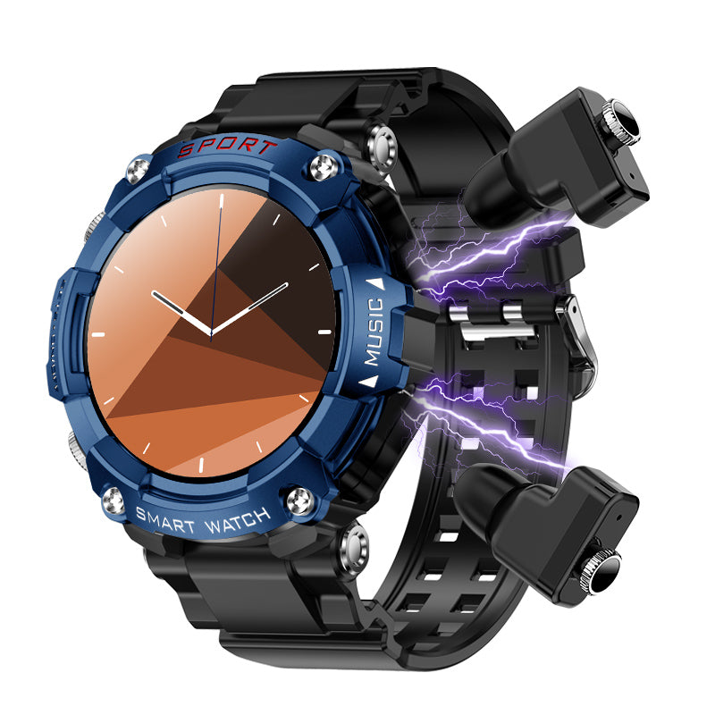 DESONG Smart Watch with Earbuds for Men Bluetooth Calling Answer/Make Calls,Local Music, Military Resistant Fitness Smart Watch 