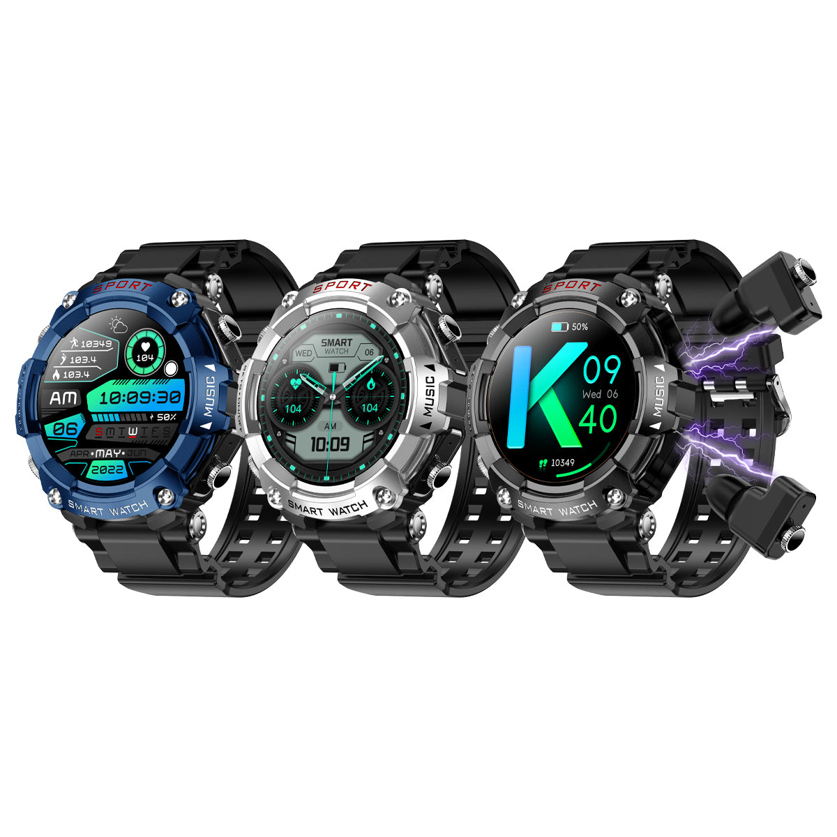 DESONG Smart Watch with Earbuds for Men Bluetooth Calling Answer/Make Calls,Local Music, Military Resistant Fitness Smart Watch 