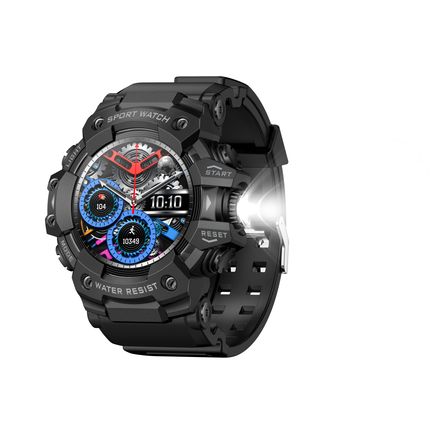 DESONG Military Smart Watch with Flashlight (Answer/Make Call) Compass,Pedometer/Heart Rate/Sleep/100+ Sports Modes, Fitness Tracker IP68 Waterproof, Long Battery Life Android & iOS