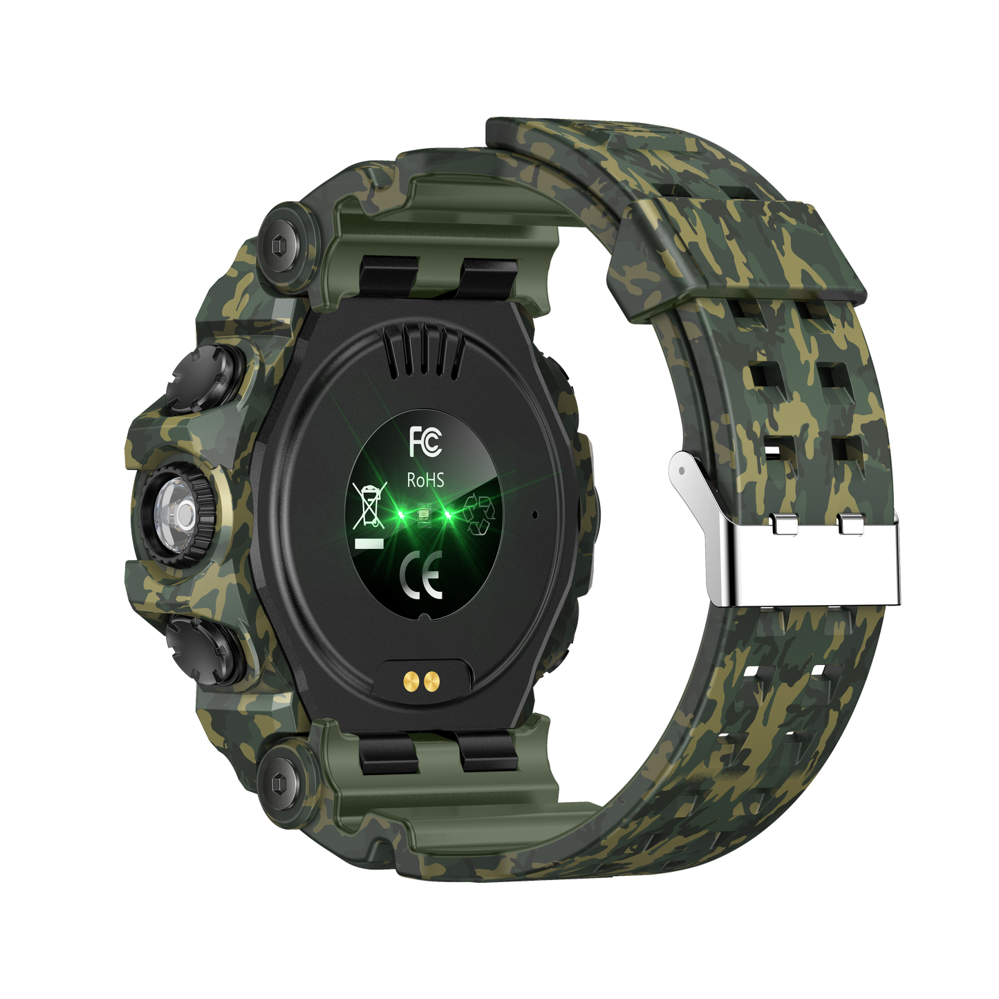 DESONG Military Smart Watch with Flashlight (Answer/Make Call) Compass,Pedometer/Heart Rate/Sleep/100+ Sports Modes, Fitness Tracker IP68 Waterproof, Long Battery Life Android & iOS