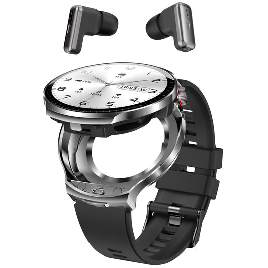 DESONG Smart Watch with Bluetooth Earbuds 1.85-Inch Round HD Screen Big Szie Smartwatches 100+ Sports Modes Heart Rate Monitor for men