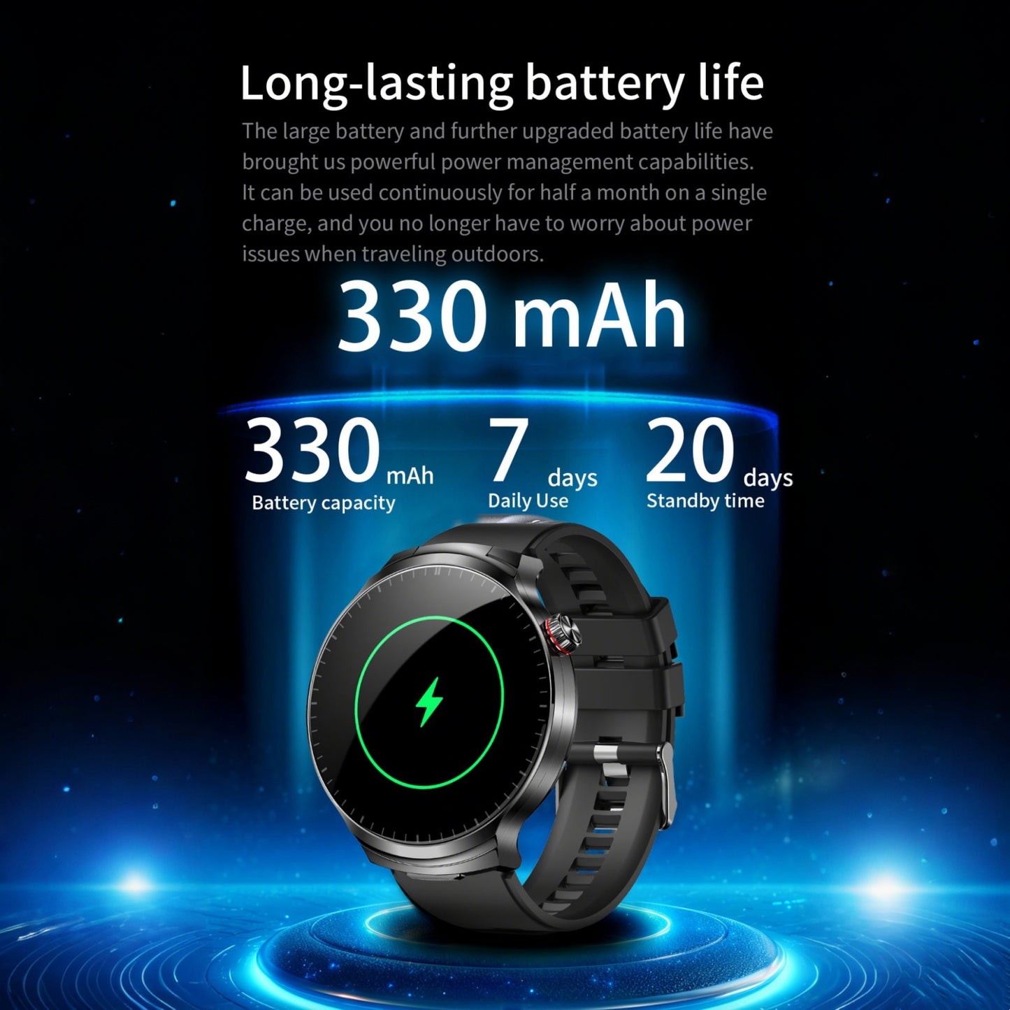 DESONG Smart Watch with Bluetooth Earbuds 1.85-Inch Round HD Screen Big Szie Smartwatches 100+ Sports Modes Heart Rate Monitor for men