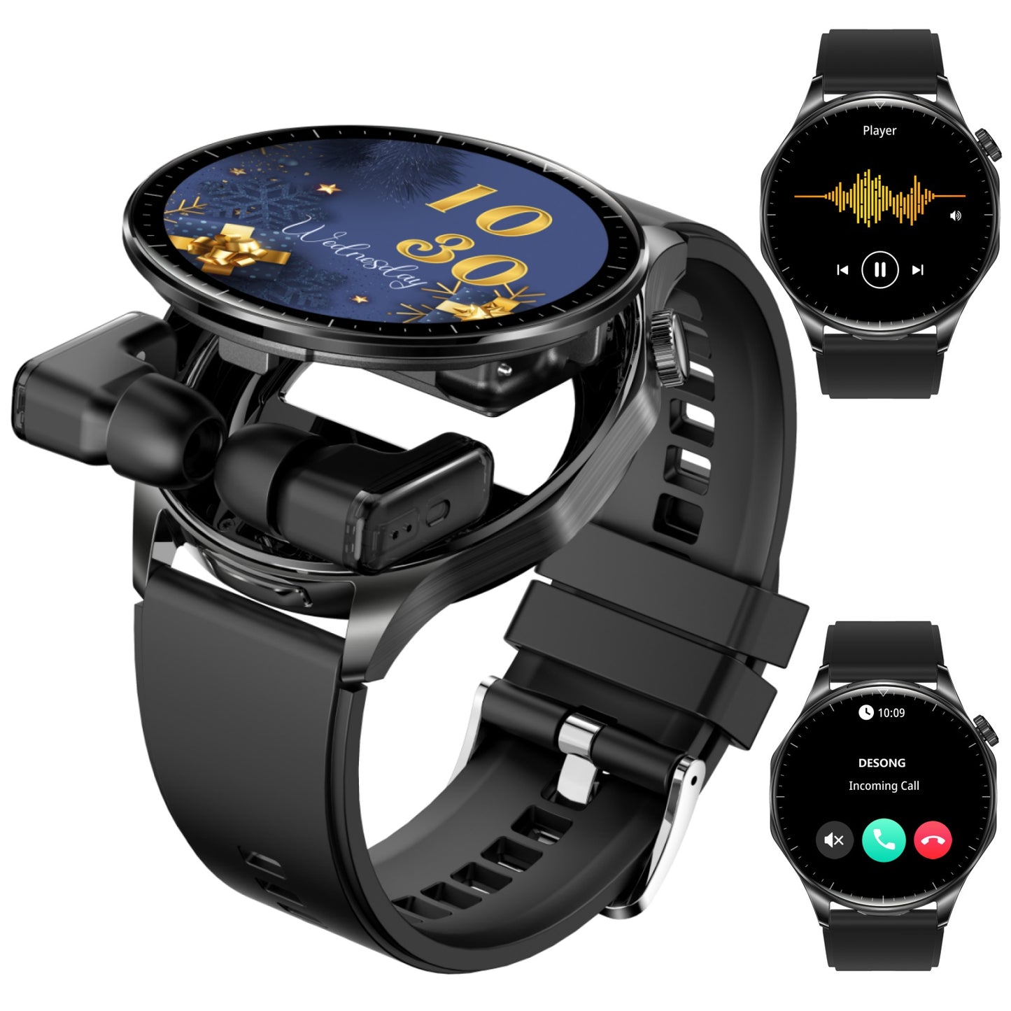 DESONG Smart Watch with Earbuds 2 in 1 TWS Smartwatches 1.43" Colorful AMOLED Display Smartwatch for Android iOS 