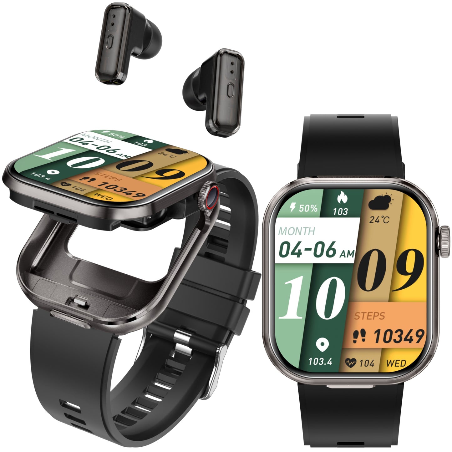 DESONG Smart Watch with Earbuds 2.02" HD Screen 2 in 1 Smart Watches for Women Men 